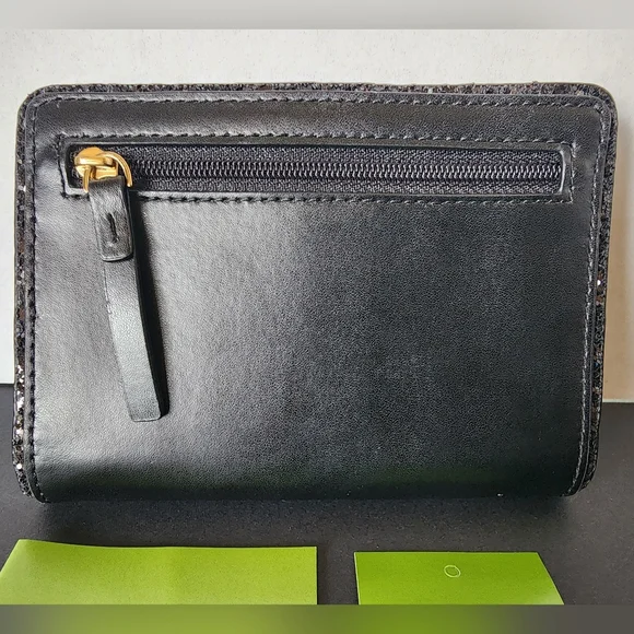 ✨️NWT✨️ Kate Spade Glitter Seton Drive Tellie Black Compact Bifold Wallet, 2018 - Picture 2 of 9